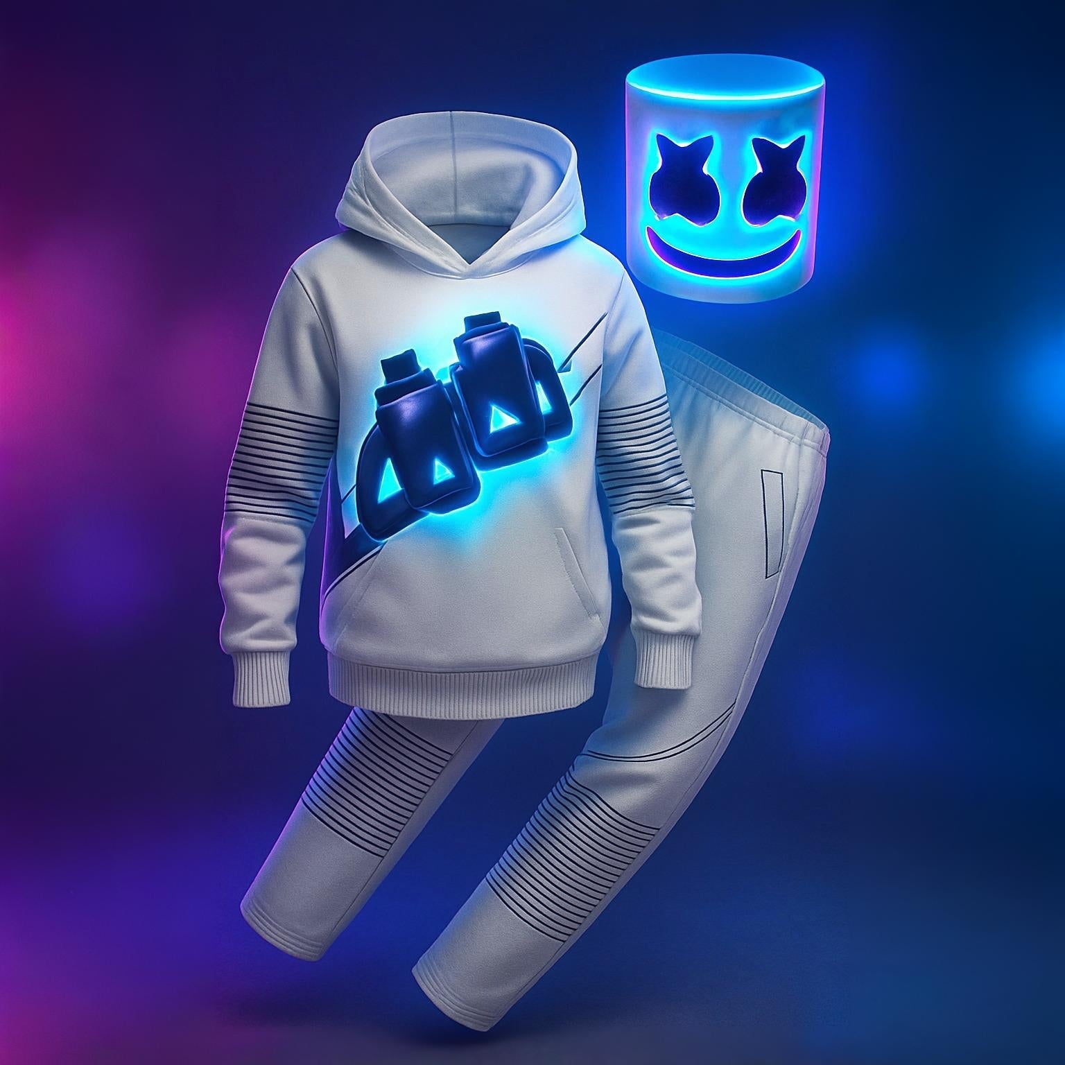 IllumiGlow DJ Costume Set with LED Helmet for Parties and Festivals 2