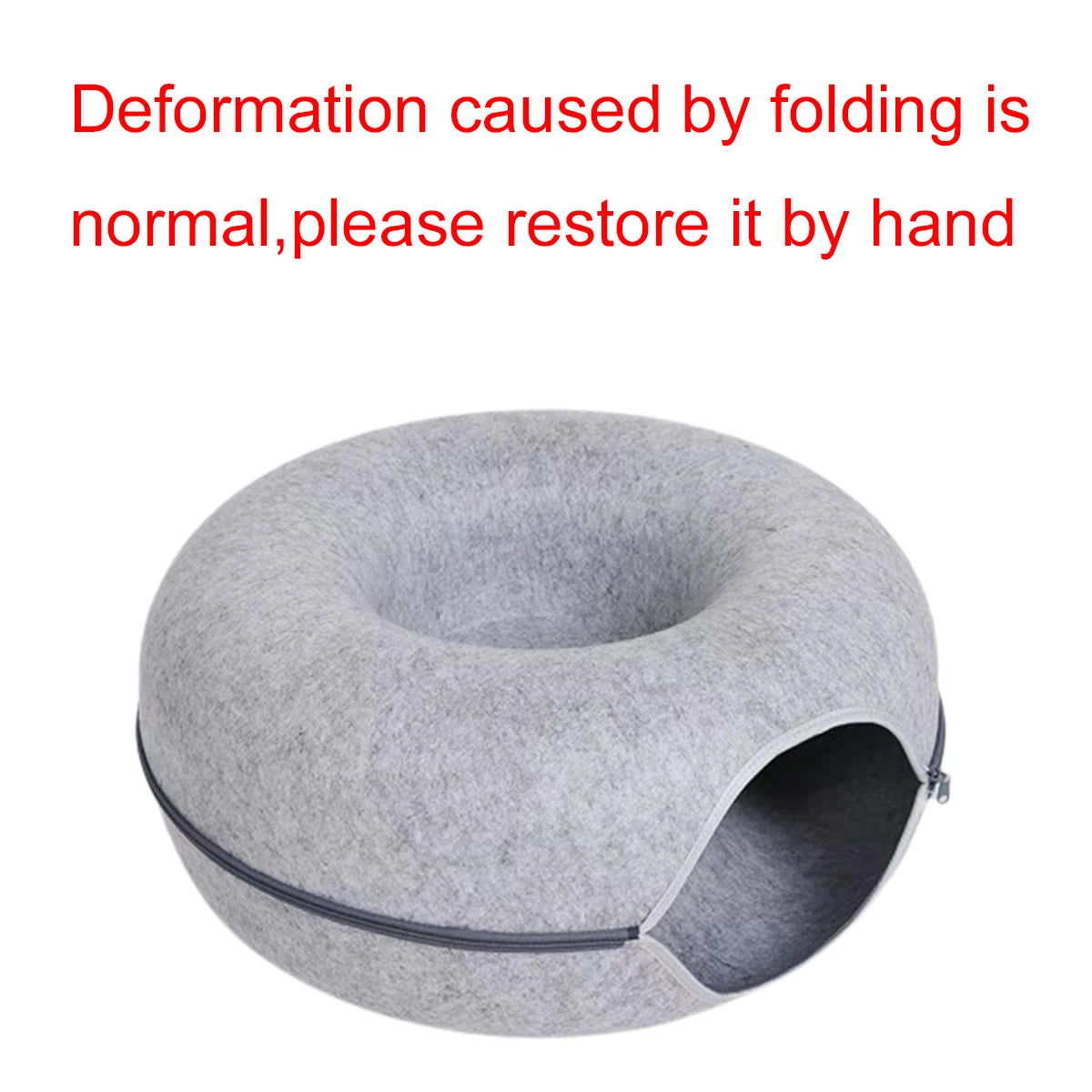 Interactive Round Small Cat Tunnel Nest Felt Kittens Bed House Scratcher Cat Donut Sleeping Pet Toy for Cats 4