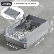 KEMORELA EXtra Large Stainless Steel Cat Litter Box with Lid - Enclosed LitterPan High-Sided Resistant Leak-Proof Cat Litter Mat 0