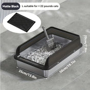 KEMORELA EXtra Large Stainless Steel Cat Litter Box with Lid - Enclosed LitterPan High-Sided Resistant Leak-Proof Cat Litter Mat 10