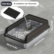 KEMORELA EXtra Large Stainless Steel Cat Litter Box with Lid - Enclosed LitterPan High-Sided Resistant Leak-Proof Cat Litter Mat 12
