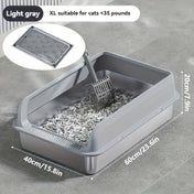 KEMORELA EXtra Large Stainless Steel Cat Litter Box with Lid - Enclosed LitterPan High-Sided Resistant Leak-Proof Cat Litter Mat 6