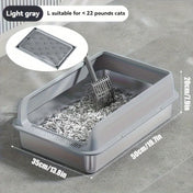 KEMORELA EXtra Large Stainless Steel Cat Litter Box with Lid - Enclosed LitterPan High-Sided Resistant Leak-Proof Cat Litter Mat 8