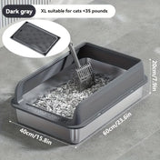 KEMORELA EXtra Large Stainless Steel Cat Litter Box with Lid - Enclosed LitterPan High-Sided Resistant Leak-Proof Cat Litter Mat 9