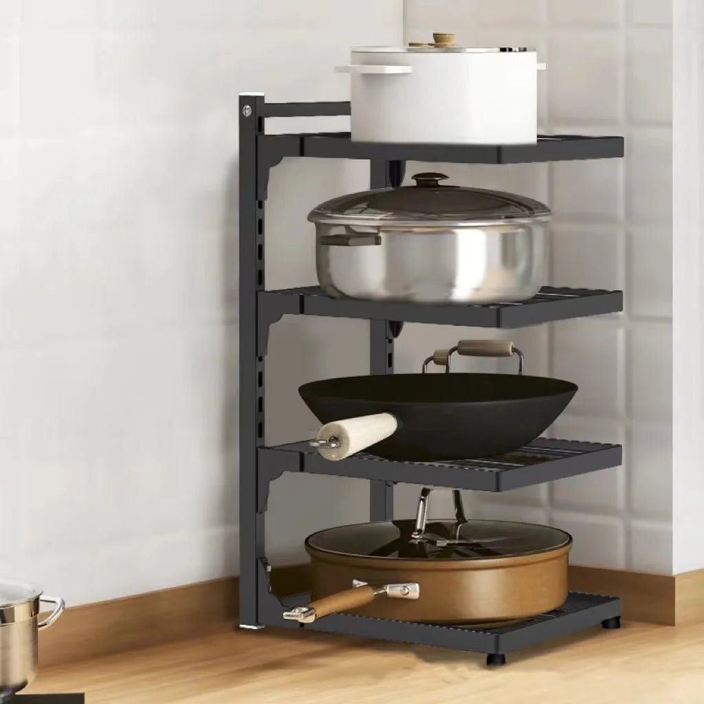 Kitchen Sink Storage Rack Multi-Layer Cooker Storage Rack For Home Stovetop Cabinets Adjustable Pot Rack 0