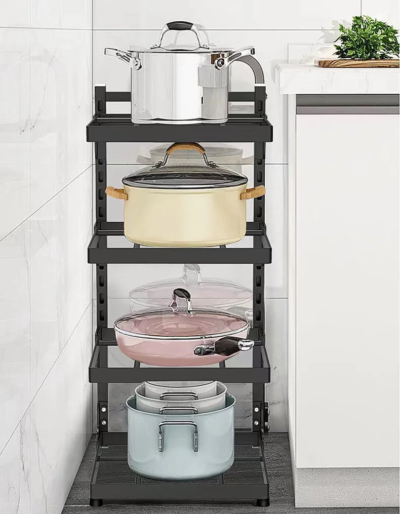 Kitchen Sink Storage Rack Multi-Layer Cooker Storage Rack For Home Stovetop Cabinets Adjustable Pot Rack 1