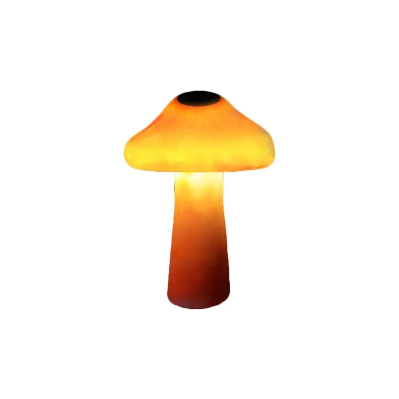 Svampformad LED-trädgårdslampa i orange harts för utomhusmiljöer, uteplatser, trädgårdar och gångvägar