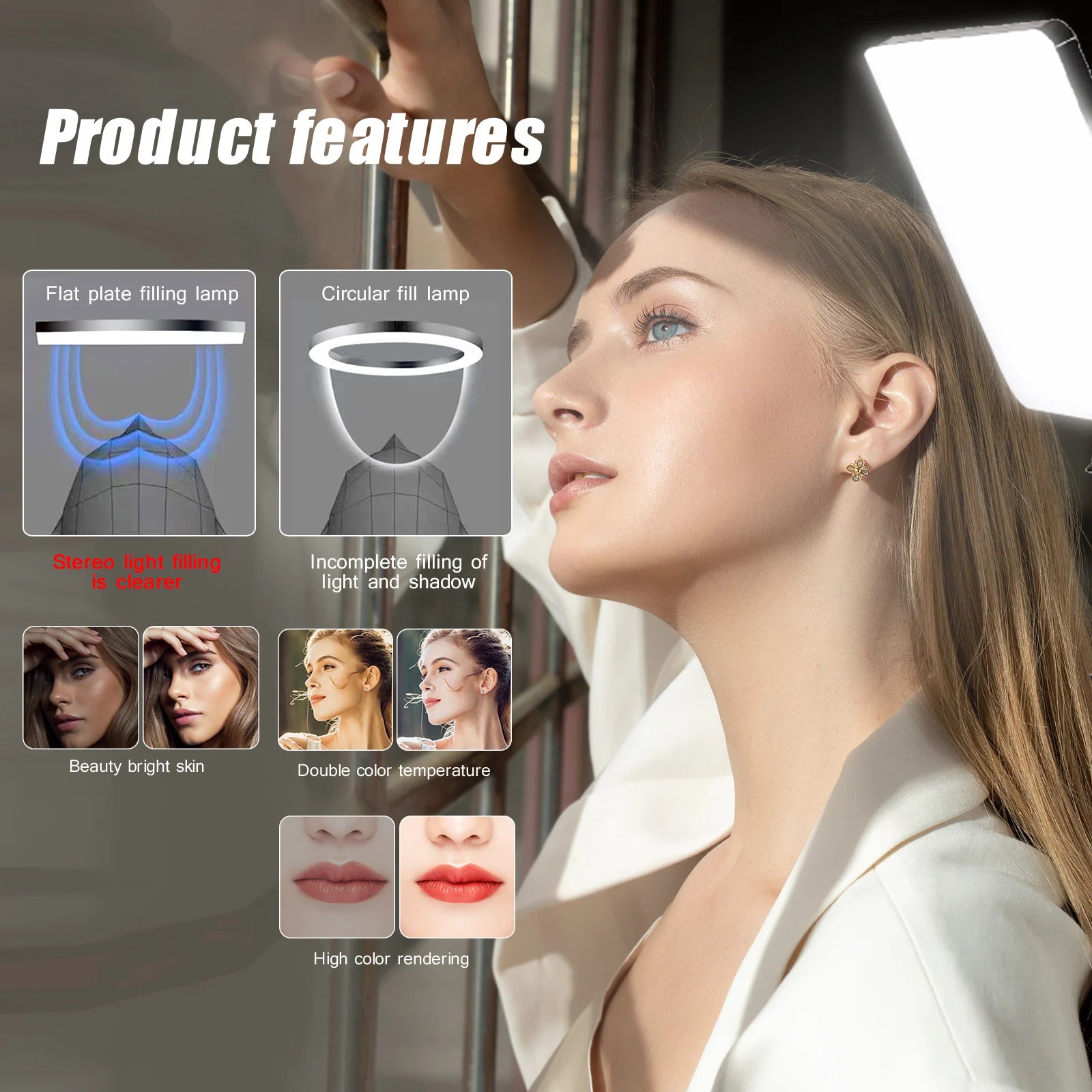 LED Video Lights Conference Photography Lighting Selfie Light Photo Studio Lamp With Tripod for Shoot Live Streaming TikTok Zoom 3