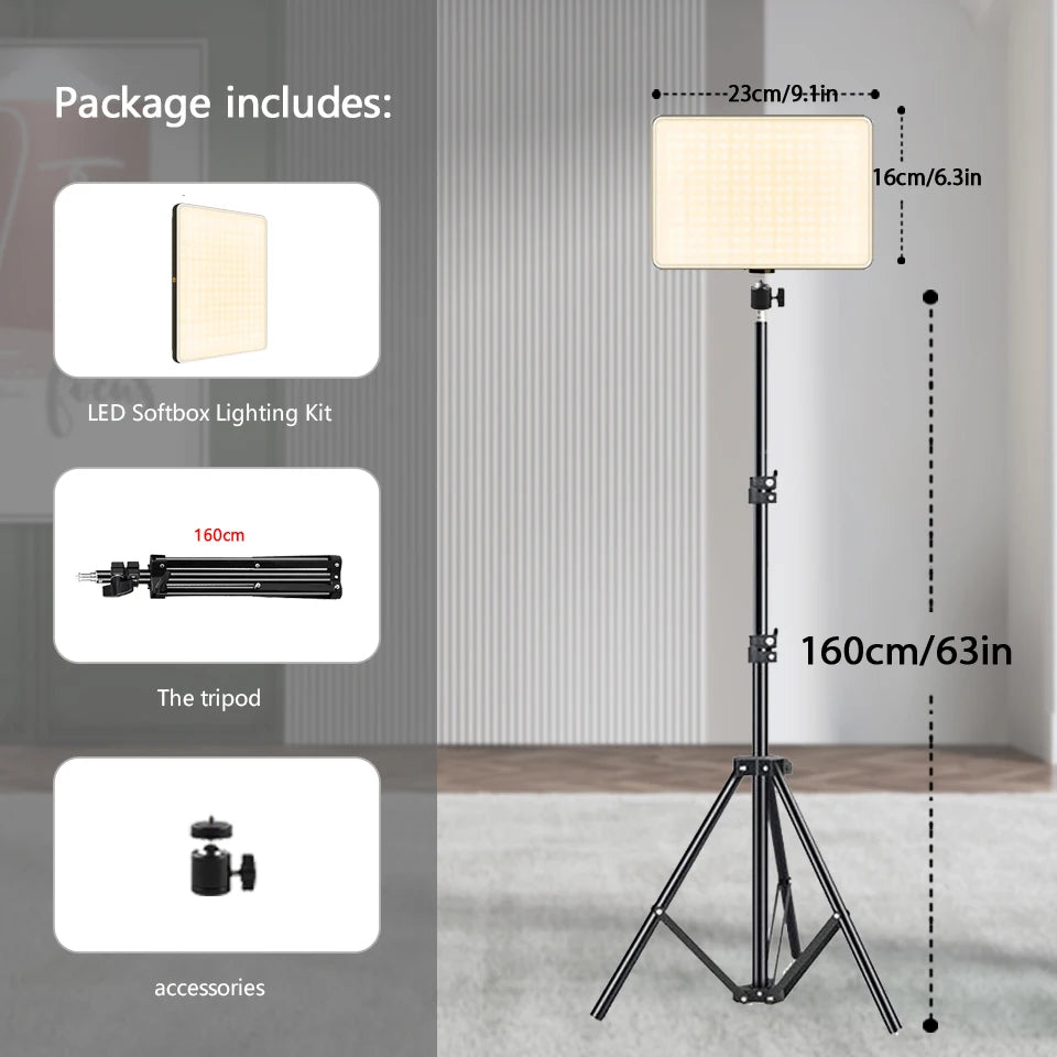 LED Video Lights Conference Photography Lighting Selfie Light Photo Studio Lamp With Tripod for Shoot Live Streaming TikTok Zoom 6