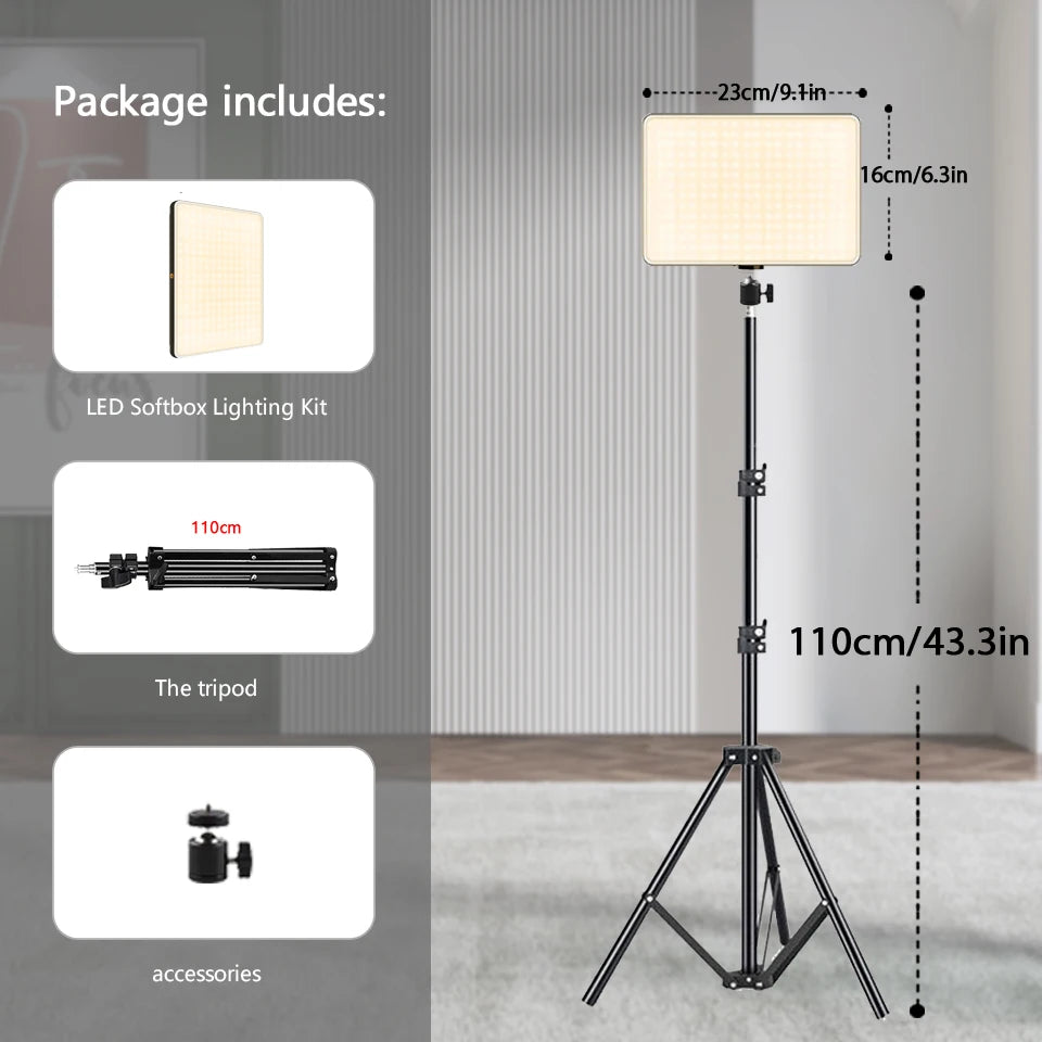 LED Video Lights Conference Photography Lighting Selfie Light Photo Studio Lamp With Tripod for Shoot Live Streaming TikTok Zoom 7
