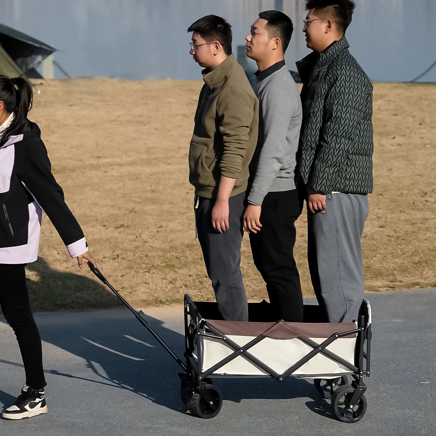 Large Weight Capacity Heavy Duty Wagon Cart Folding Wagon for Outdoor Garden Beach wagon Camping Equipment with Cup Holders 5