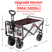Large Weight Capacity Heavy Duty Wagon Cart Folding Wagon for Outdoor Garden Beach wagon Camping Equipment with Cup Holders 6