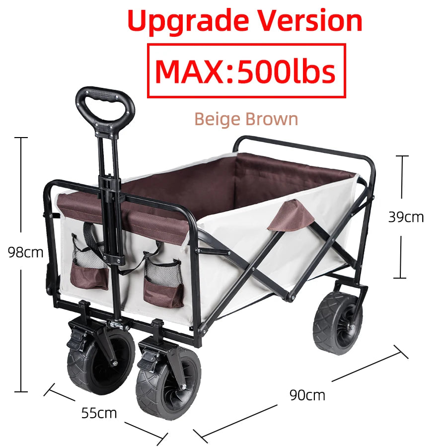 Large Weight Capacity Heavy Duty Wagon Cart Folding Wagon for Outdoor Garden Beach wagon Camping Equipment with Cup Holders 6