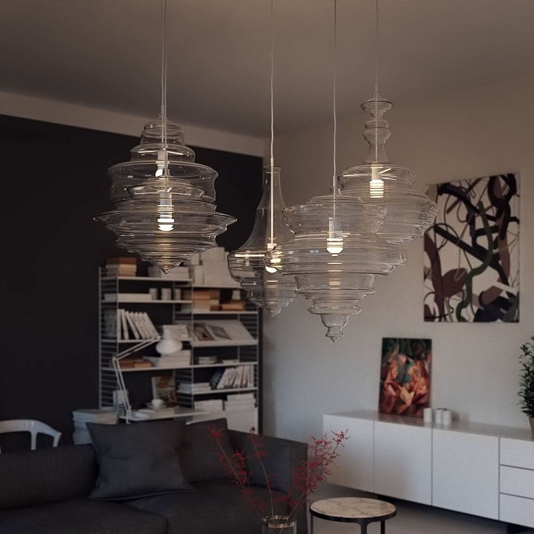 Moderne pendellampe med rene linjer og diskret glans til moderne interiører og opholdsrum