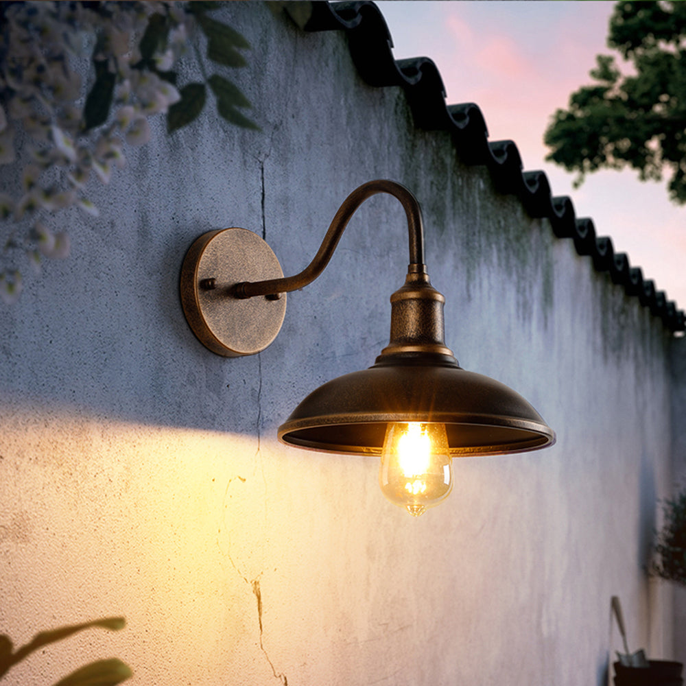 Variant image for Rustic Outdoor Wall Lamp | Antique Brass Outdoor Light Fixtures | Waterproof Outside Lights | Vintage Bowl-Shaped Lantern | IP65 Rated Outdoor Lamp - Zardee-3