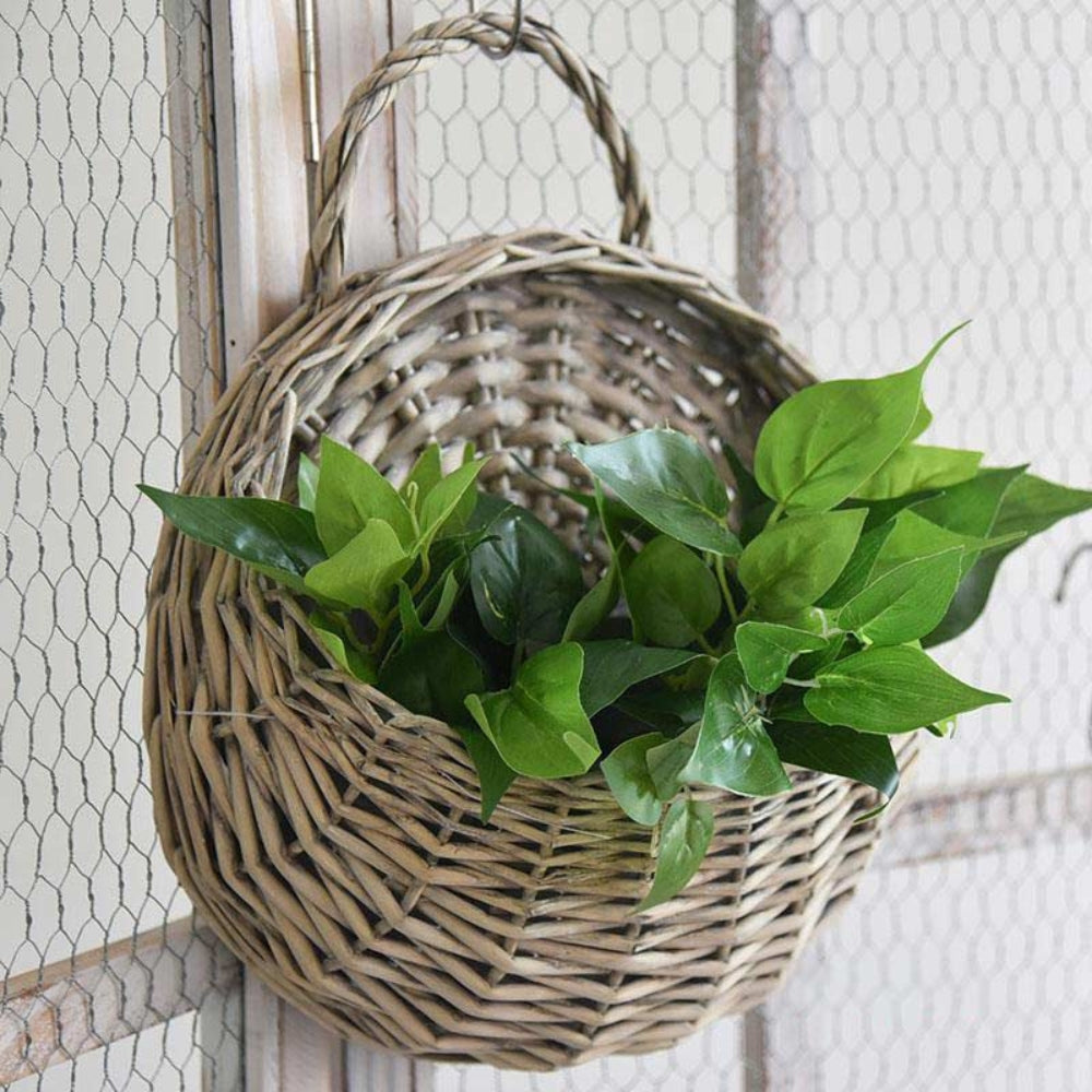 New Leaf Haven Handwoven Hanging Basket Natural Wicker Design For Plants Home Decor For Indoor Plant Displays