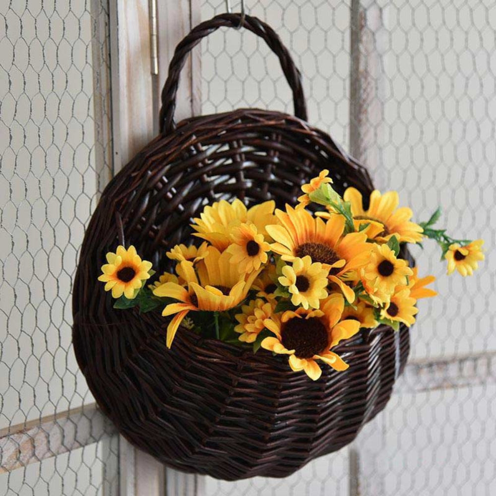 New Leaf Haven Handwoven Hanging Basket Natural Wicker Design For Plants Home Decor For Indoor Plant Displays