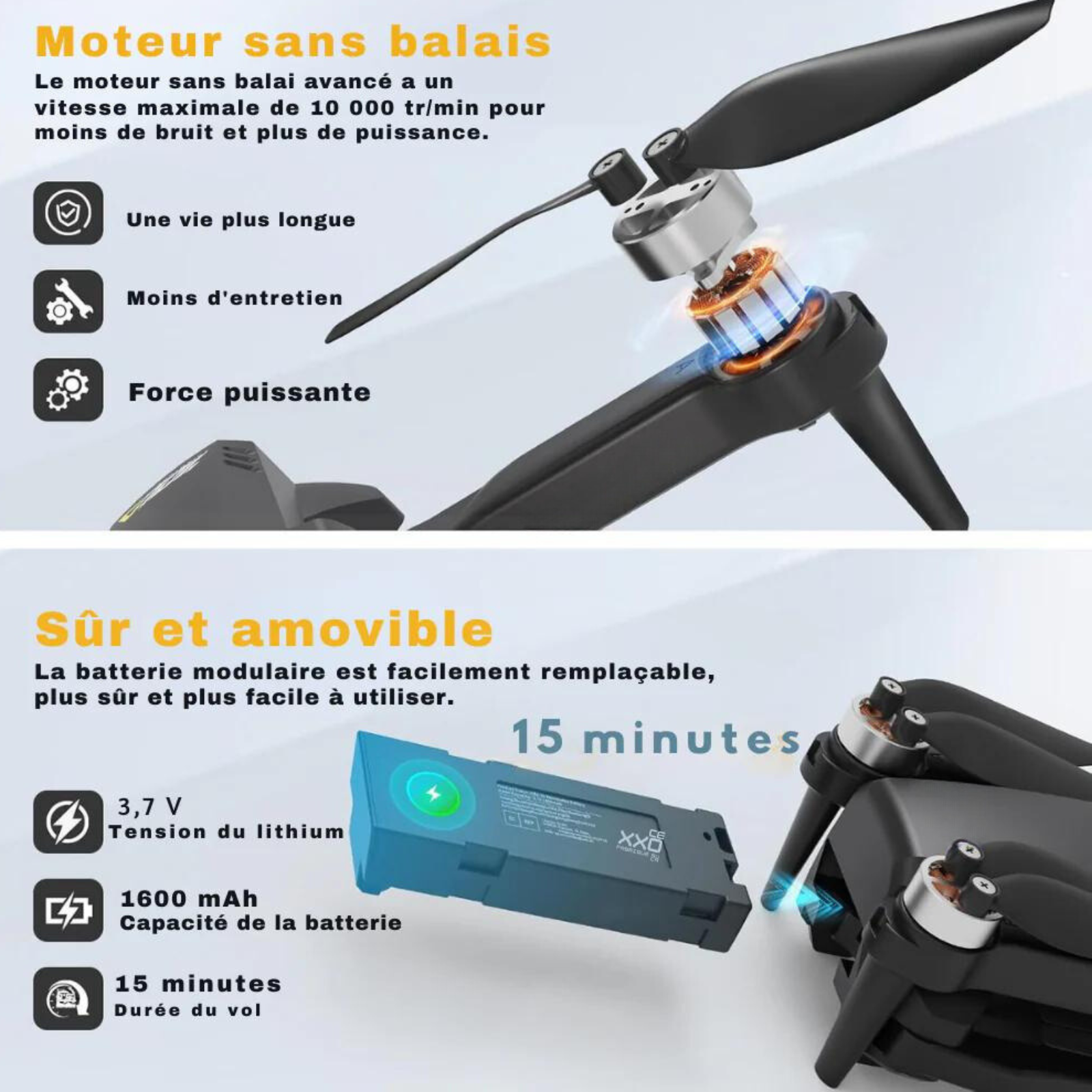Marcherelle™ | Portable drone with dual camera – Intelligent stabilization and live video 6