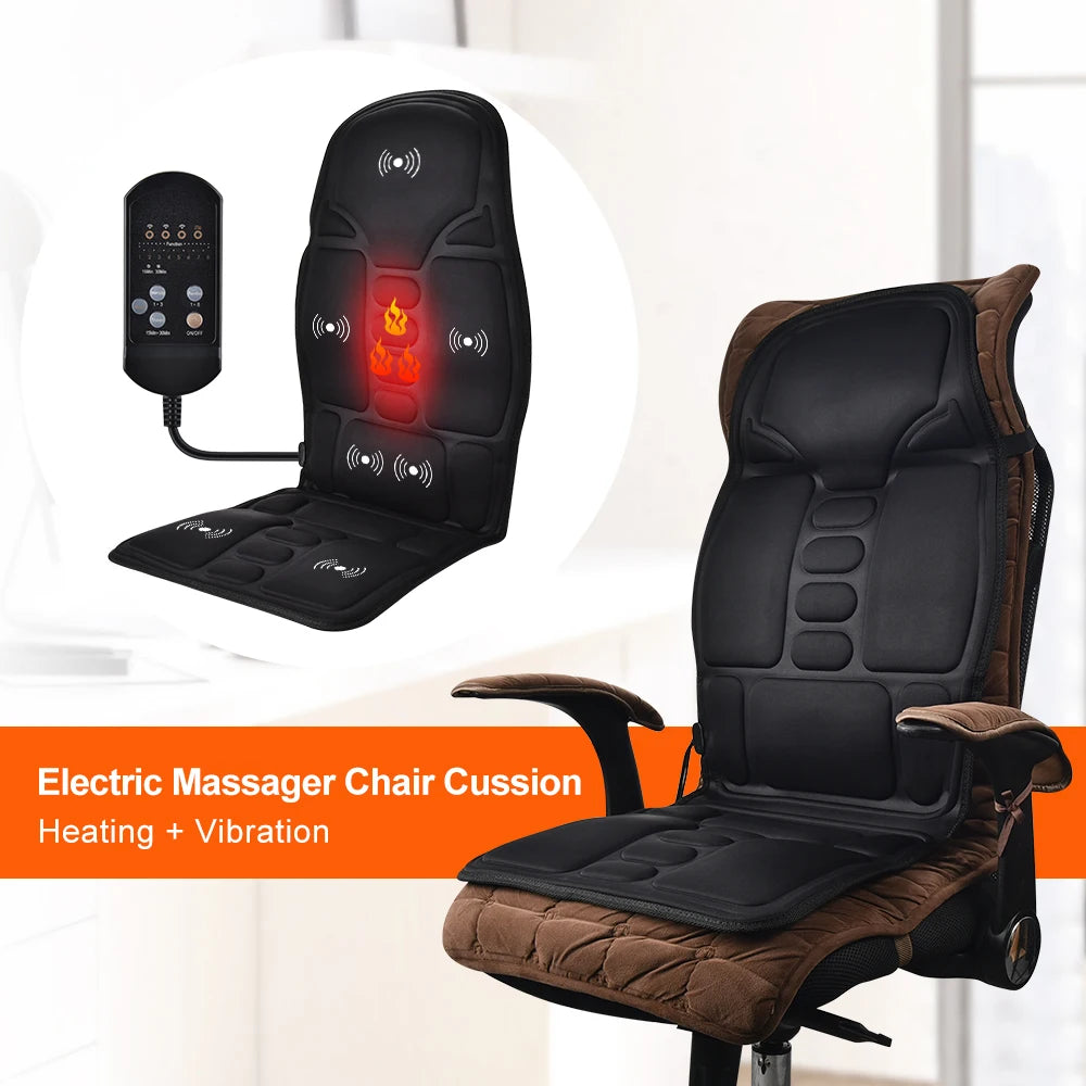 Massager Chair Pad Electric Heating Vibrating Cervical Neck Back Body Cushion Massag for Car Home Lumbar Mattress 1