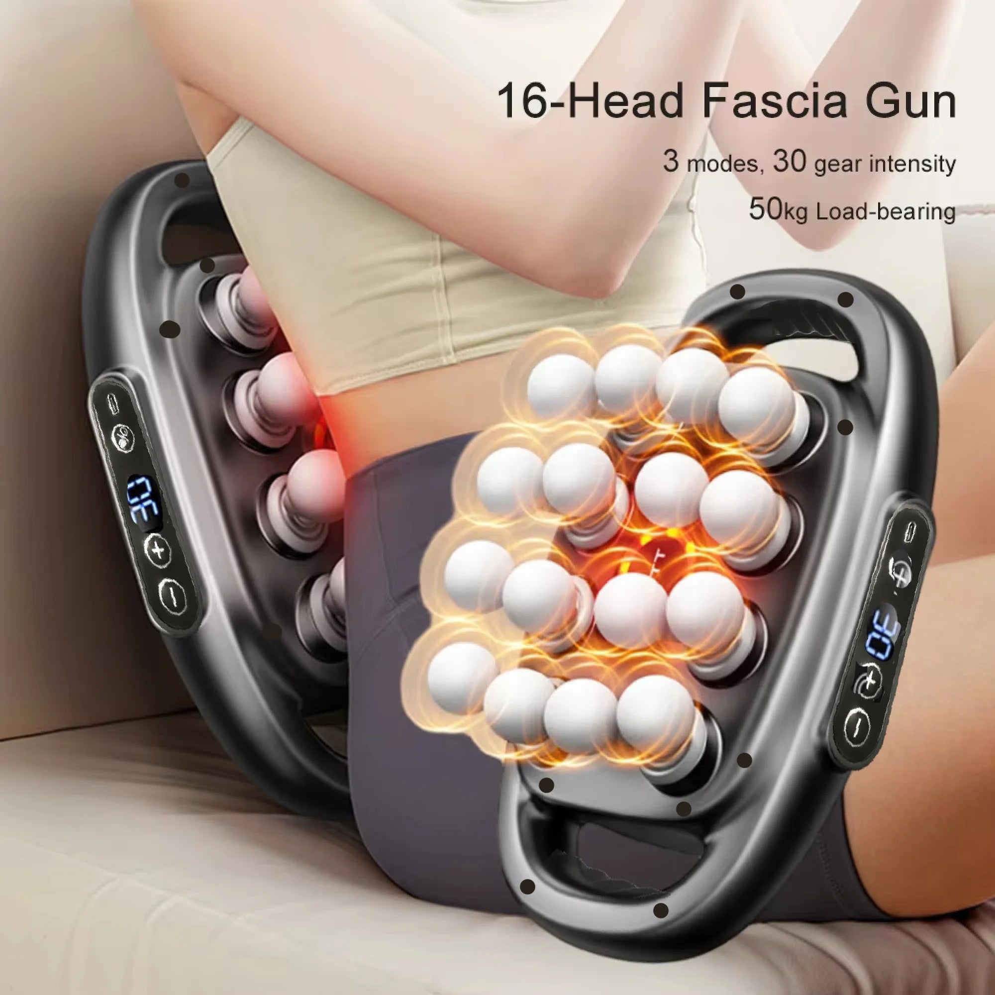 Massager Gun Set Deep Tissue Body Fitness Muscle Electric Relax Massager for Back Shoulders Legs Foot 16 Heads 2