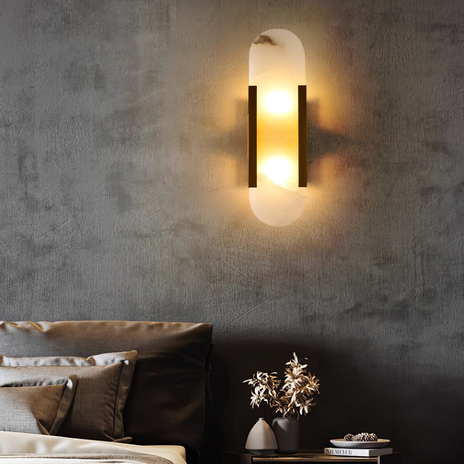 Elongated Alabaster Wall Lamp | Modern Wall Sconce Light | Stylish Bathroom Wall Lights | Handcrafted Wall Fixture | Elegant Sconce Lighting - Zardee 1