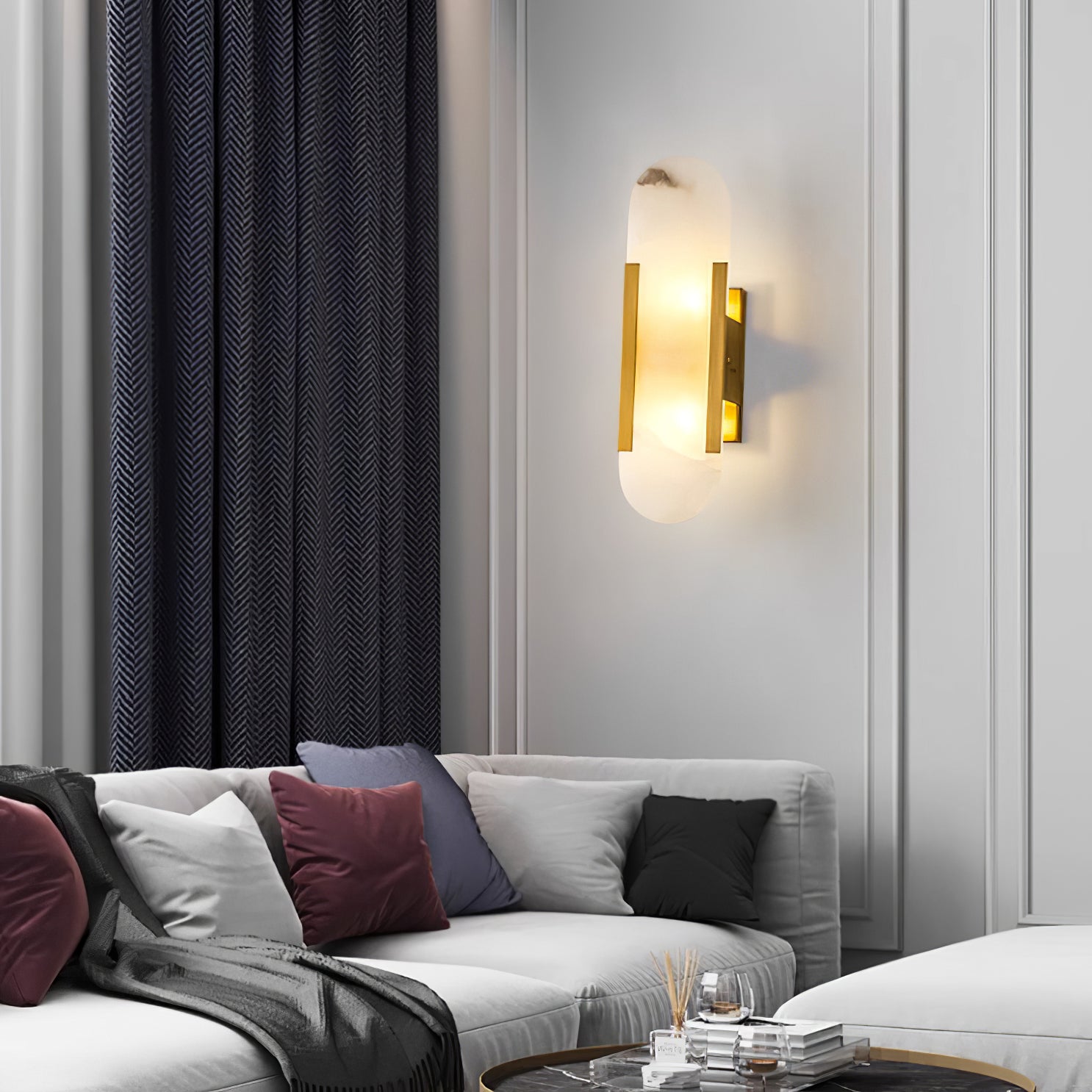 Elongated Alabaster Wall Lamp | Modern Wall Sconce Light | Stylish Bathroom Wall Lights | Handcrafted Wall Fixture | Elegant Sconce Lighting - Zardee 4
