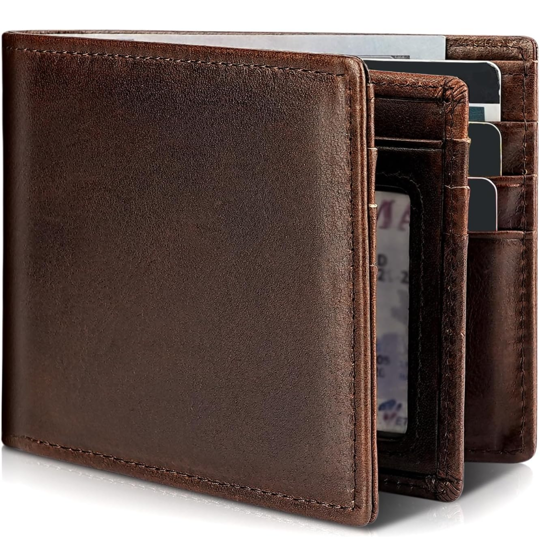 Men's Bifold Genuine Leather RFID Blocking Wallet - StitchCraft 2