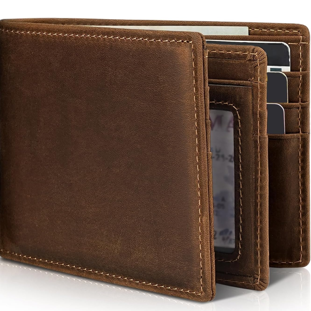 Men's Bifold Genuine Leather RFID Blocking Wallet - StitchCraft 3