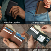 Men's Bifold Genuine Leather RFID Blocking Wallet - StitchCraft 7
