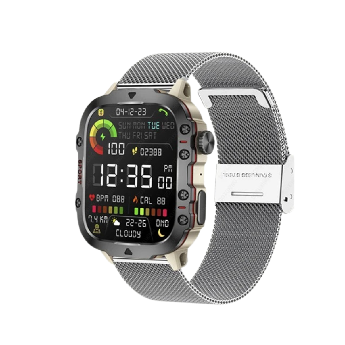 Men's Rugged Outdoor GPS Smartwatch - 1.96" Bluetooth Call and Waterproof 4