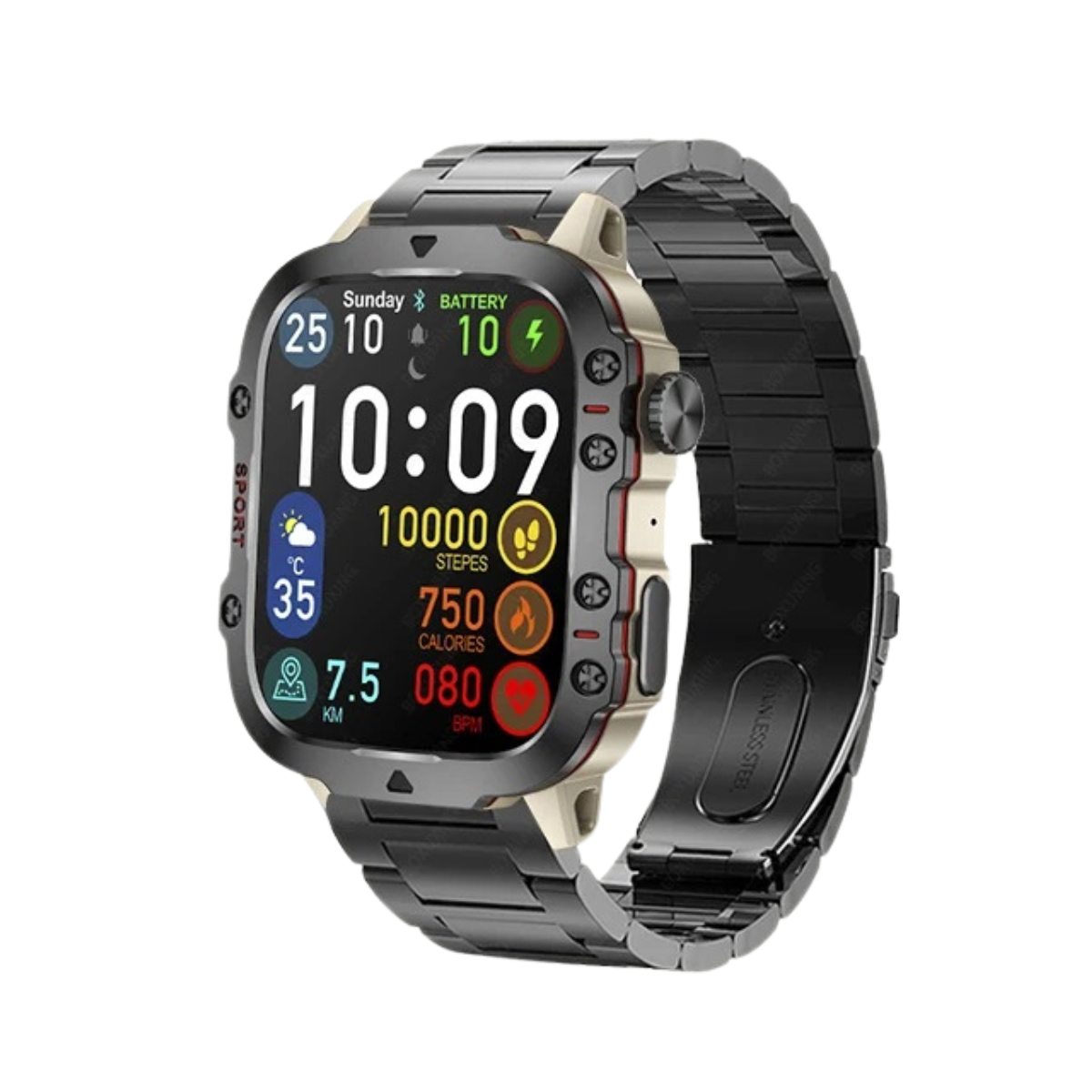 Men's Rugged Outdoor GPS Smartwatch - 1.96" Bluetooth Call and Waterproof 7