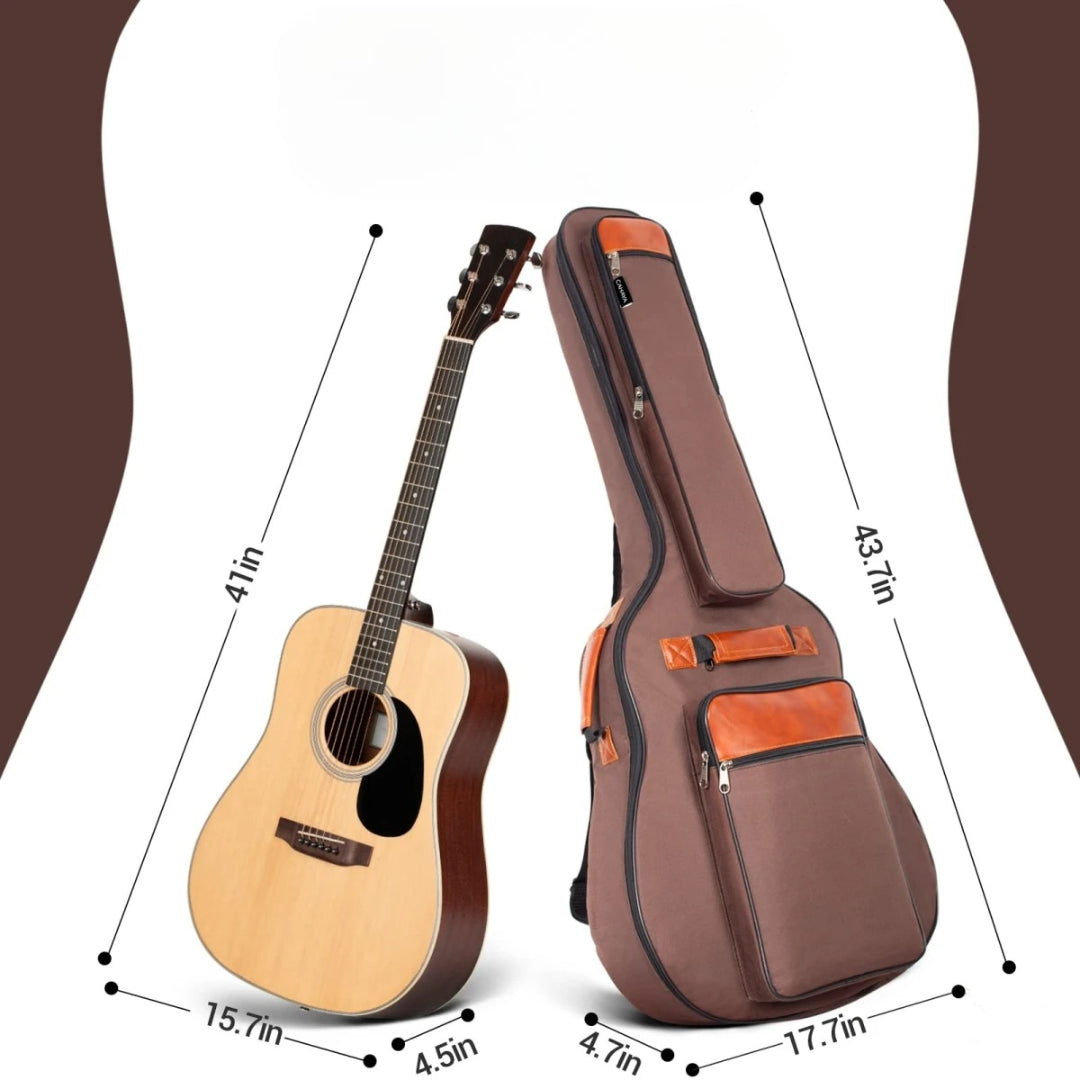 Forstærket akustisk guitar taske med vandtæt Oxford nylon, dobbelte stropper, bomuldspolstring, guitar-etui rygsæk