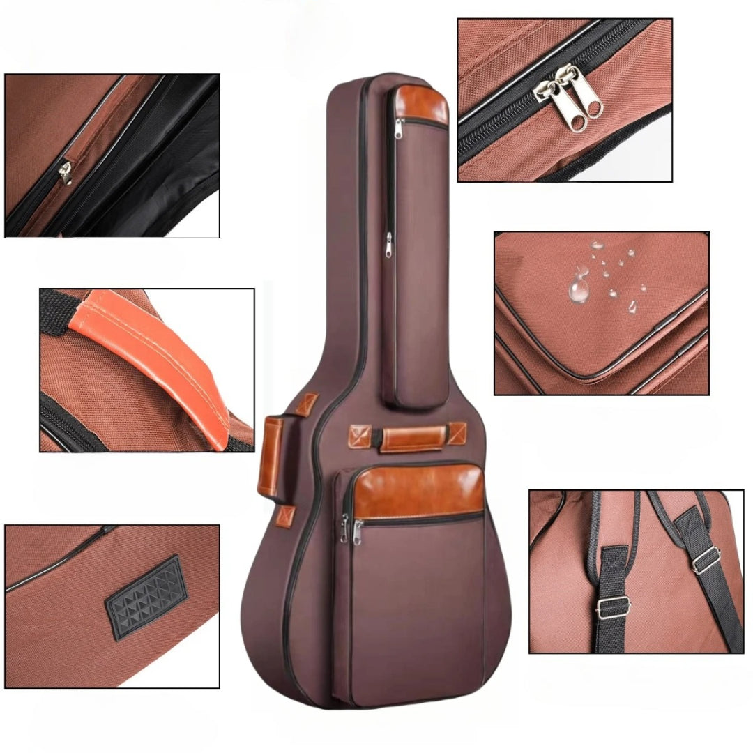 Forstærket akustisk guitar taske med vandtæt Oxford nylon, dobbelte stropper, bomuldspolstring, guitar-etui rygsæk