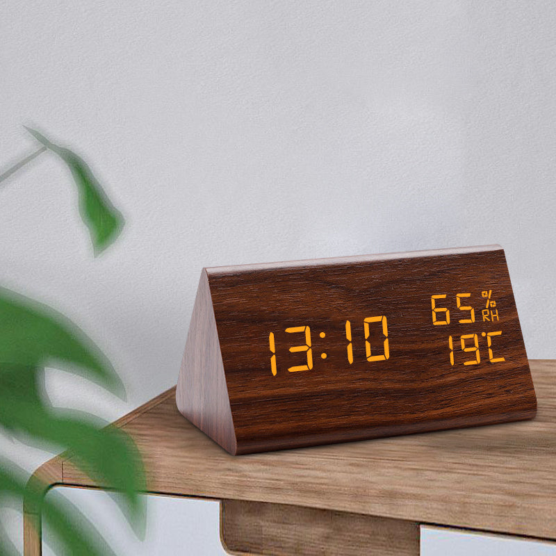 Modern Wooden Digital Clock and Alarm with Temperature Display 1