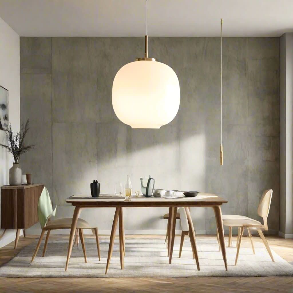Opaline glaspendel med nordisk lanterndesign til varme, minimalistiske interiører og blid stemning
