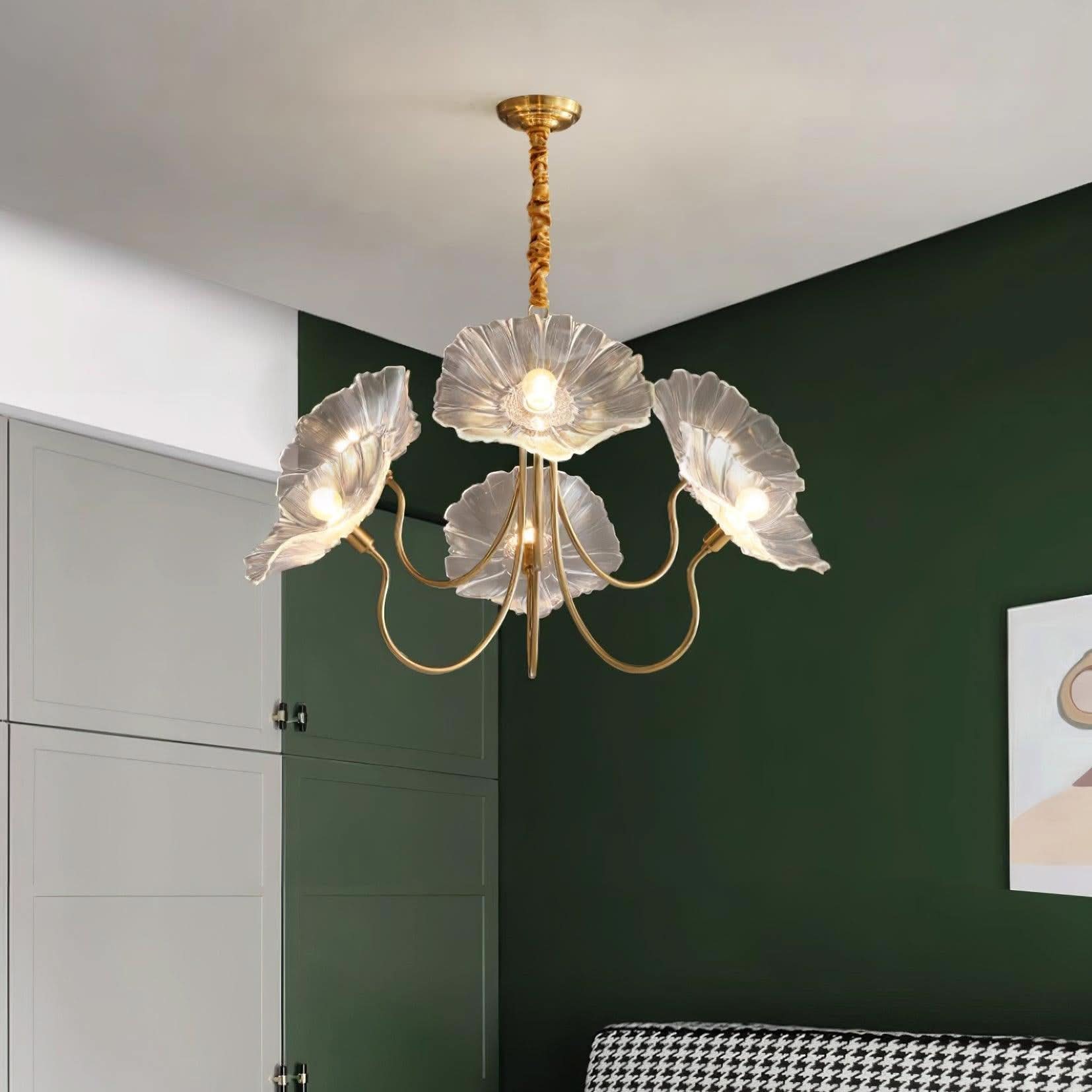 Aurora Glass Flower Chandelier Light Fixture For Elegant Home Decor And Classic Style For Living Rooms