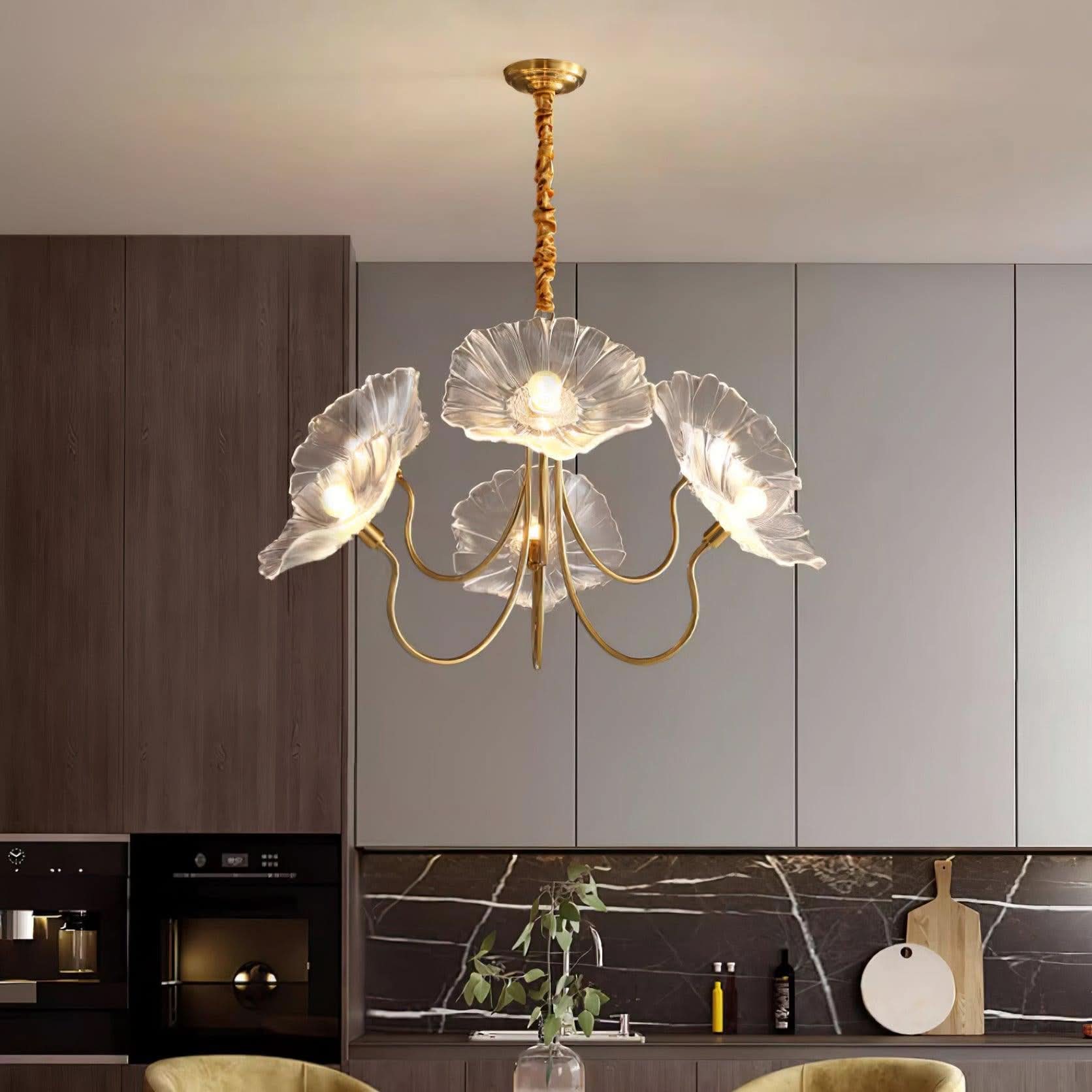 Aurora Glass Flower Chandelier Light Fixture For Elegant Home Decor And Classic Style For Living Rooms