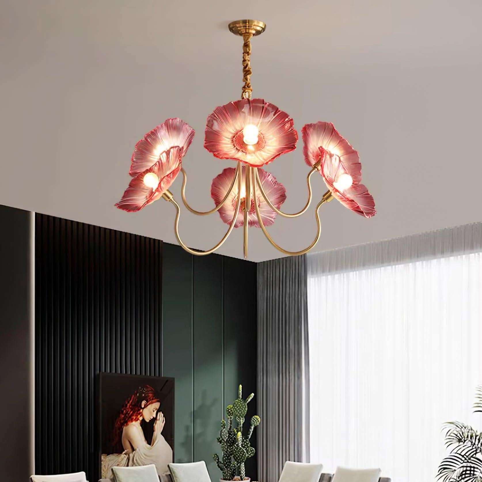 Aurora Glass Flower Chandelier Light Fixture For Elegant Home Decor And Classic Style For Living Rooms