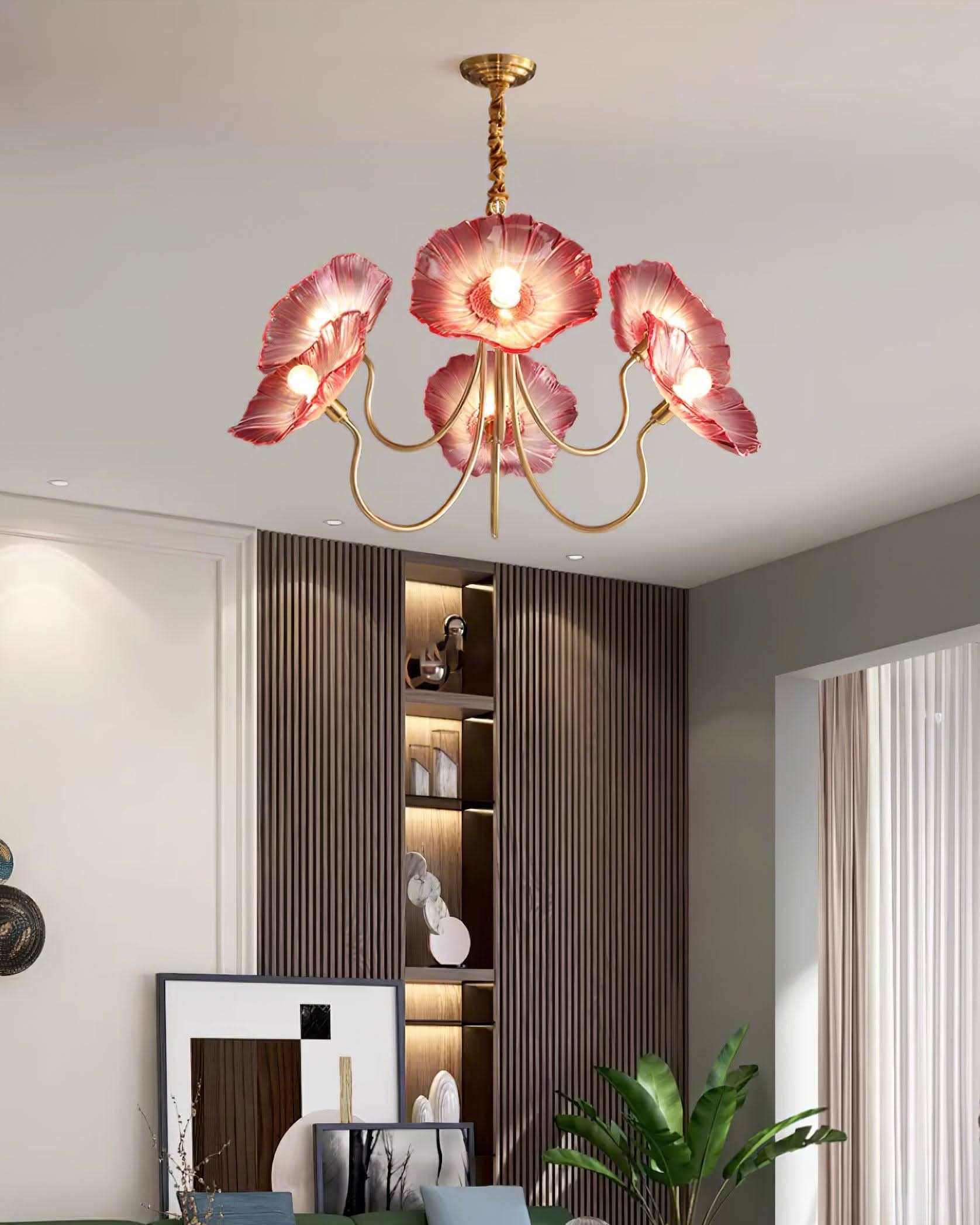 Aurora Glass Flower Chandelier Light Fixture For Elegant Home Decor And Classic Style For Living Rooms