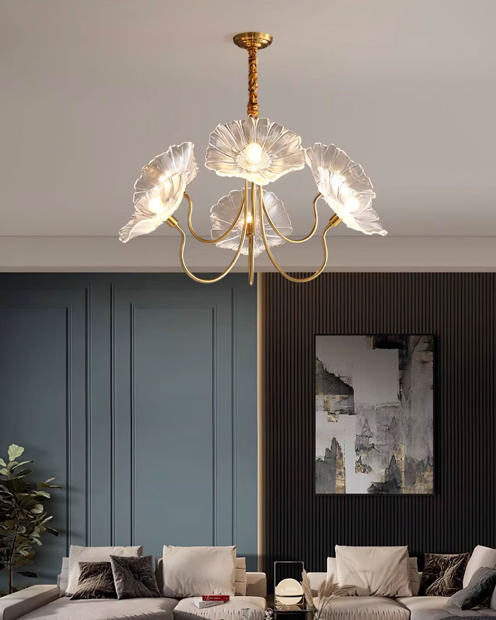 Aurora Glass Flower Chandelier Light Fixture For Elegant Home Decor And Classic Style For Living Rooms