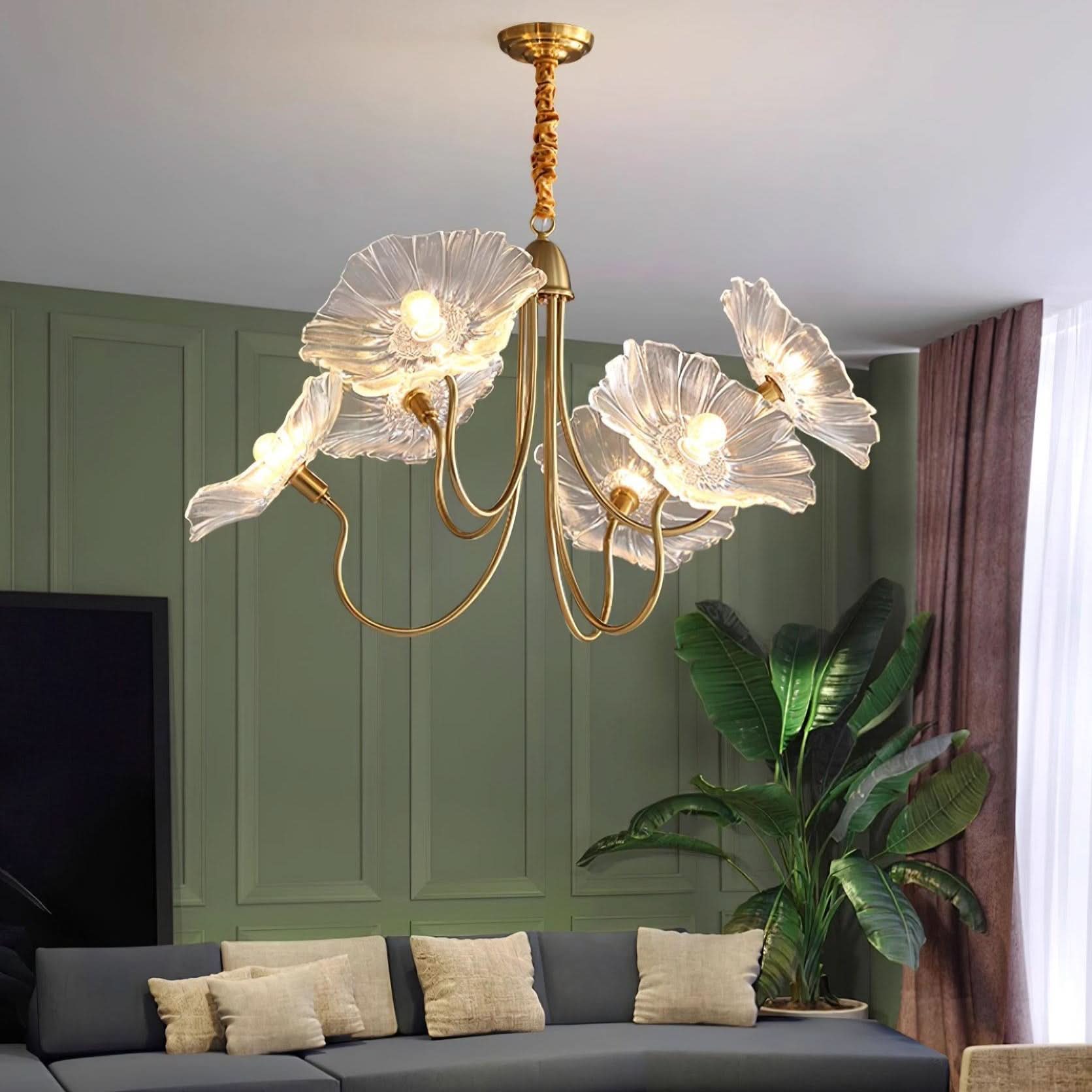Aurora Glass Flower Chandelier Light Fixture For Elegant Home Decor And Classic Style For Living Rooms