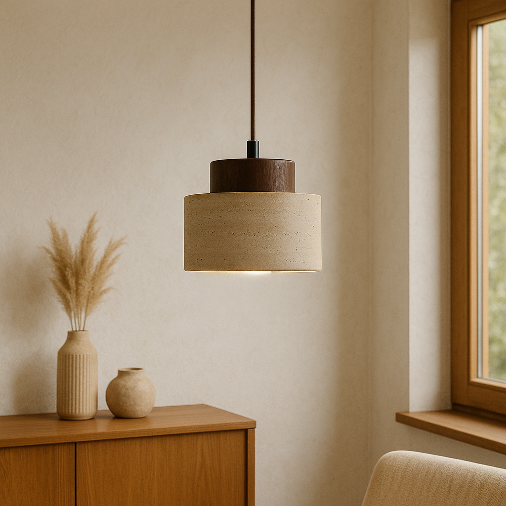 Natural Travertine Stone Pendant Light | Modern Kitchen Island Lighting 1
