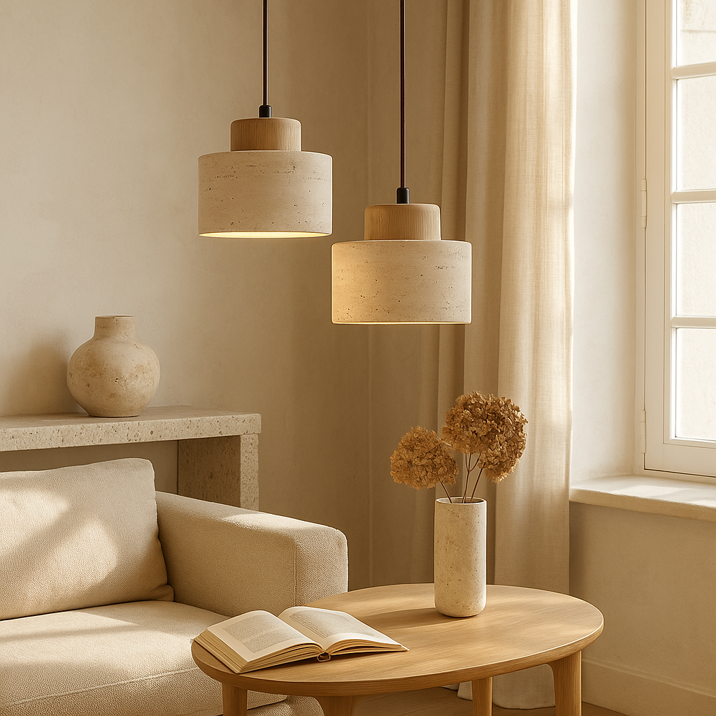 Natural Travertine Stone Pendant Light | Modern Kitchen Island Lighting 2
