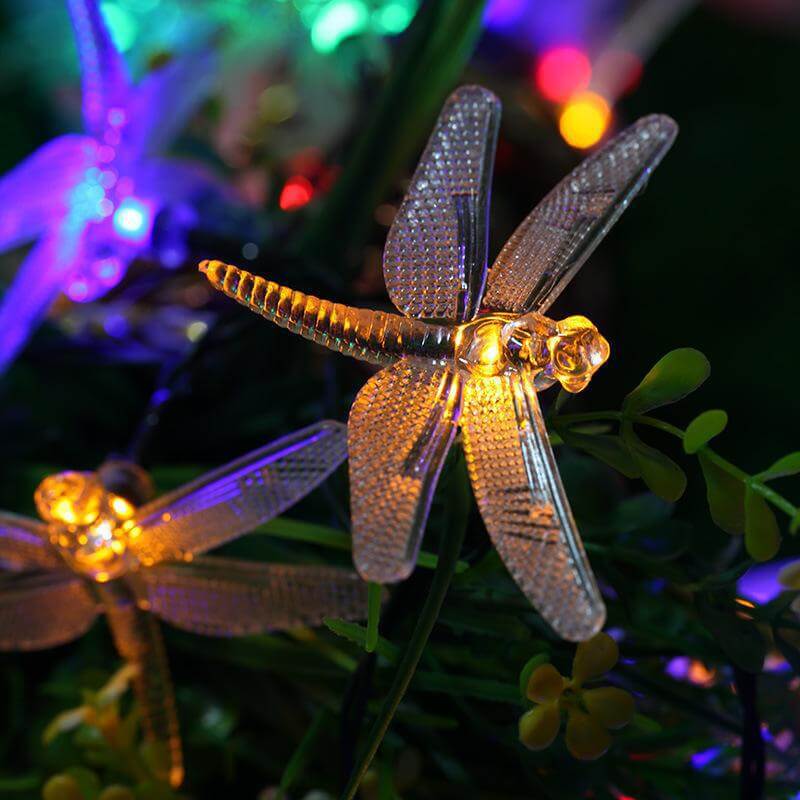 AeroDragonfly napelemes füzérfények élénk, többszínű LED-ekkel kültéri kertekhez és teraszokhoz