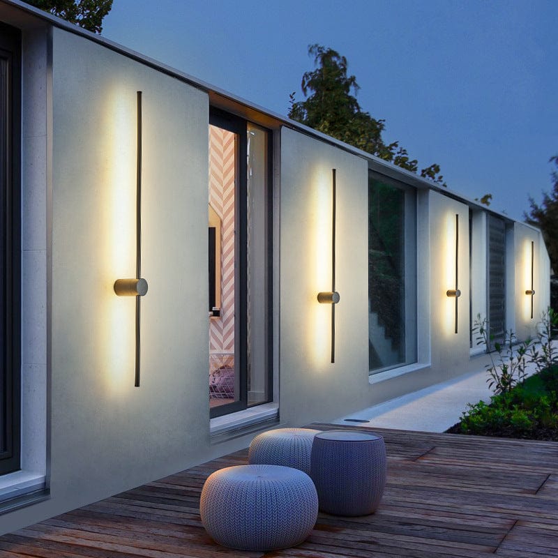 Slim Linear Outdoor Wall Light For Exterior Walls, Entrances, And Patios, Modern Minimalist Exterior Lighting Fixture
