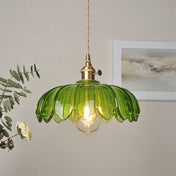 Vintage Floral Hanging Lamp | Glass Pendant Light Fixture | Kitchen Pendant Lighting | Elegant Hanging Lights | Copper Pendant Light - Zardee-2