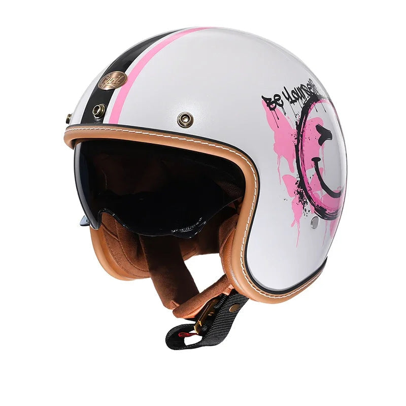 Vintage Style Unisex Motorcycle Helmet With Open Face Design For All Riders On City Streets