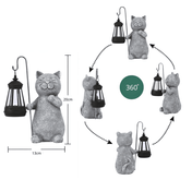 Cat Garden Statue With Solar Lantern Outdoor Decorative Light For Garden, Patio, And Balcony Ambience
