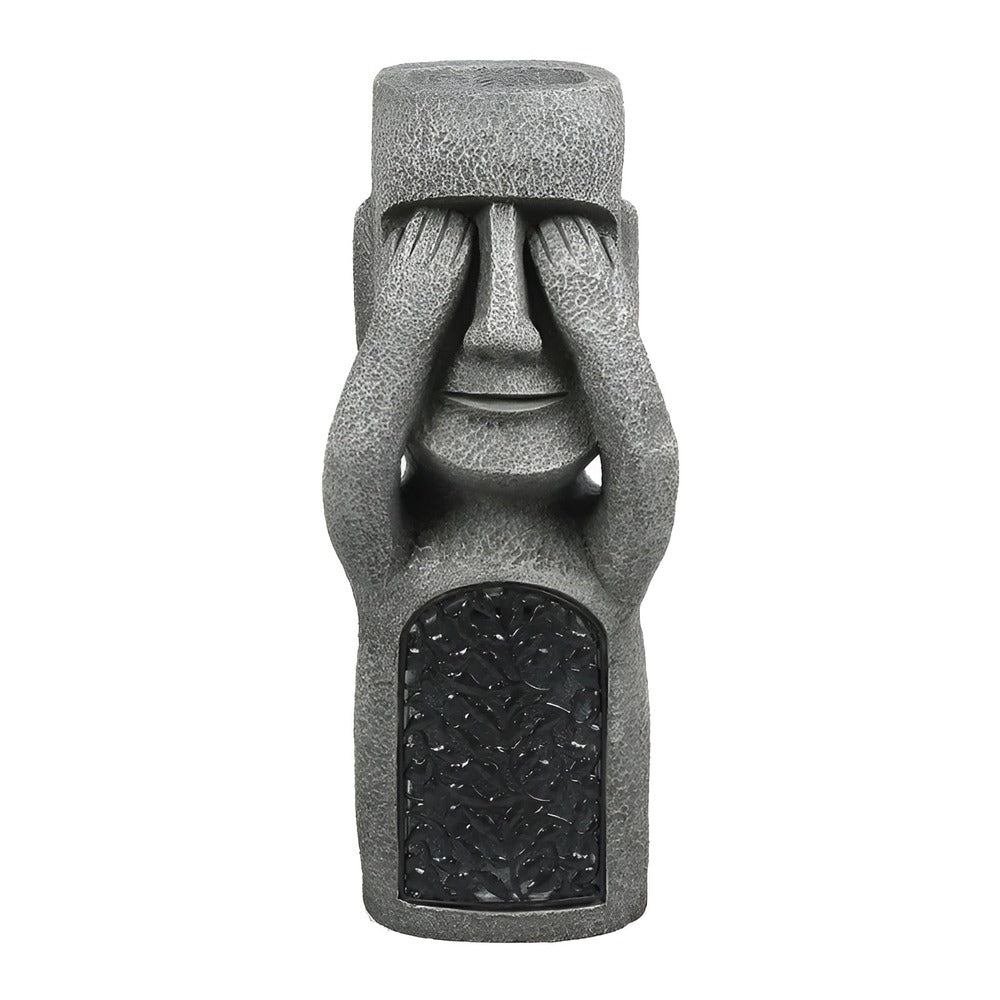 Solar Garden Sculpture Set With Stone-Effect Human Figures For Outdoor Decor To Enhance Gardens And Patios