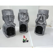 Solar Garden Sculpture Set With Stone-Effect Human Figures For Outdoor Decor To Enhance Gardens And Patios